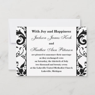 Damask Elegant Formal - 3x5 Wedding Announcement