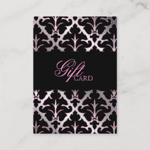 Damask Elegant Gift Card Silver Baby Pink Black