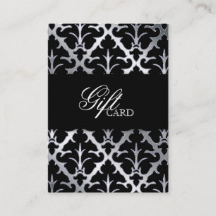 Damask Elegant Gift Card Silver Black