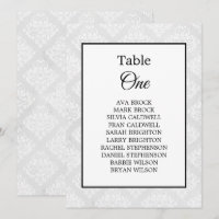 Damask Elegant Wedding Minimal Table Seating Chart