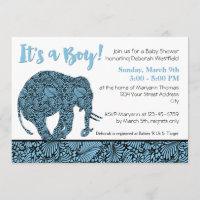 Damask Elephant Boy Baby Shower