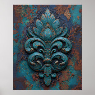 Damask Embossed Fleur-De-Lis Poster