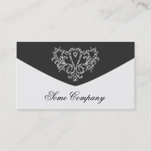 Damask Envelope Black And White Business Card (Front)