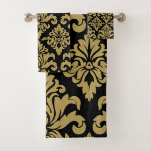 Damask Fabric decorative Print Bath Towel Set
