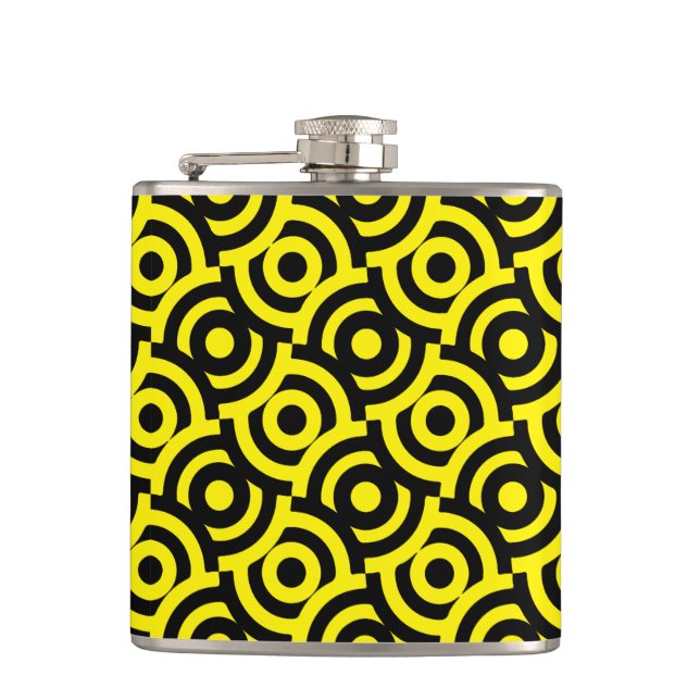 Damask Fabric Decorative Print Hip Flask (Front)