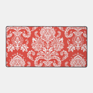 Damask Fire Red Designer Matching Colour Desk Mat