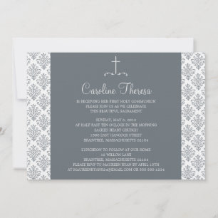 Damask First Communion Invitation
