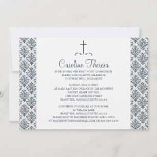 Damask First Communion Invitation