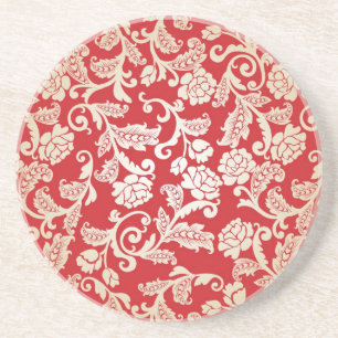 Damask floral background pattern coaster