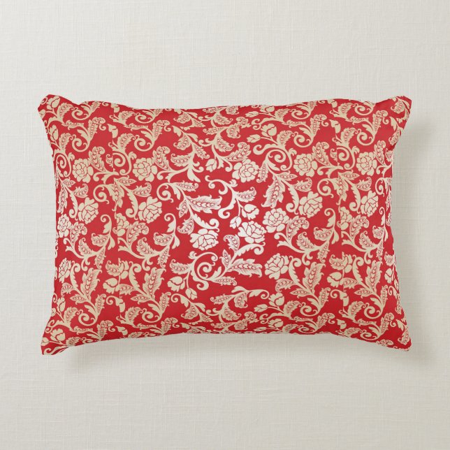 Damask floral background pattern decorative cushion (Front)