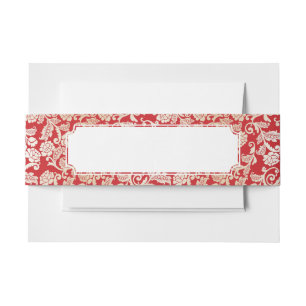 Damask floral background pattern invitation belly band