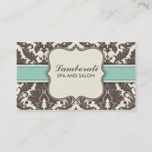 Damask Floral Elegant Modern Brown Beige and Green Business Card
