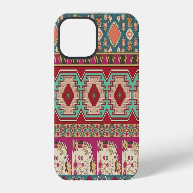 Damask Floral Geometric Colourful Patchwork iPhone Case (Back)