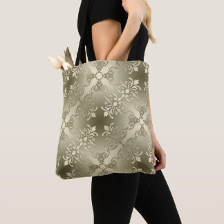 damask floral golden seamless pattern tote bag