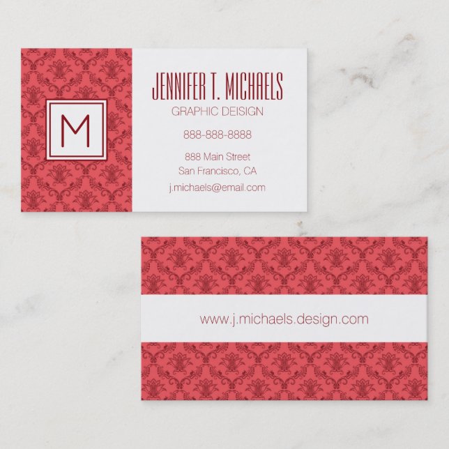 Damask floral pattern business card (Front/Back)
