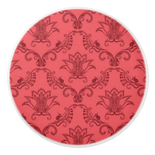 Damask floral pattern ceramic knob