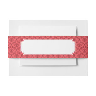 Damask floral pattern invitation belly band