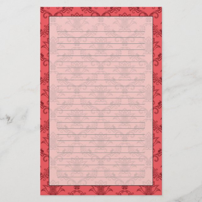 Damask floral pattern stationery (Front)
