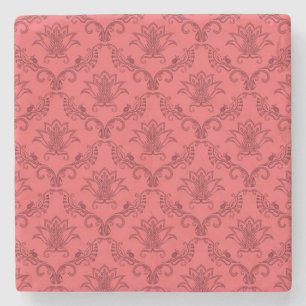 Damask floral pattern stone coaster