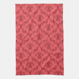 Damask floral pattern tea towel