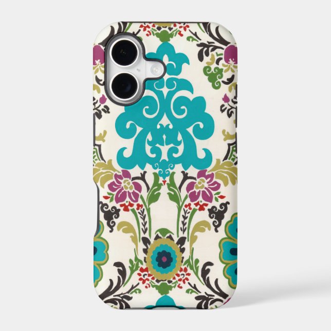 Damask Floral Patterns Plum Turquoise (Back)