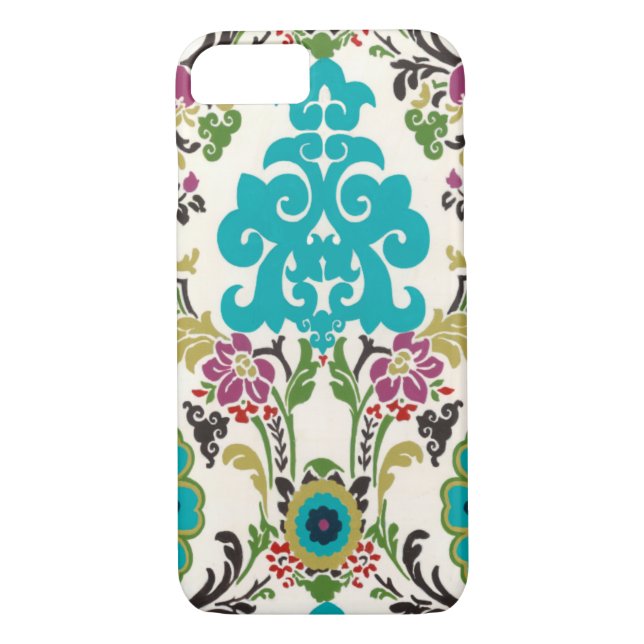 Damask Floral Patterns Plum Turquoise Case-Mate iPhone Case (Back)