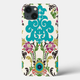 Damask Floral Patterns Plum Turquoise iPhone 13 Case