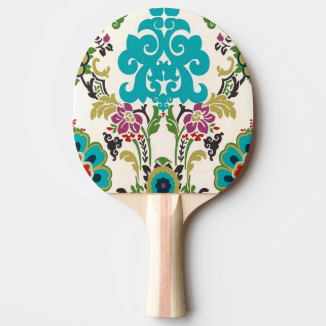 Damask Floral Patterns Plum Turquoise Ping Pong Paddle (Front)