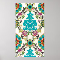 Damask Floral Patterns Plum Turquoise