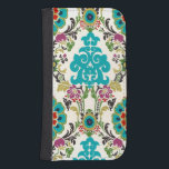 Damask Floral Patterns Plum Turquoise Samsung S4 Wallet Case<br><div class="desc">Turquoise,  plum,  green and purple floral patterns meet on a white background to bring this June Erica Vess damask print to life. Works as a gift for yourself,  a friend,  or a family member.</div>