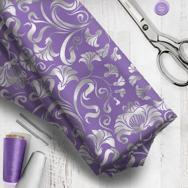 Damask Floral Shimmer Silver Any Background ID461 Fabric (Creator Uploaded)