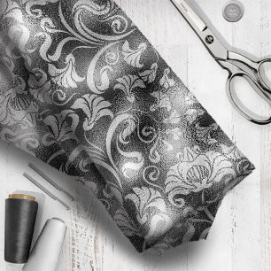 Damask Floral Shimmer Silver Grey ID461 Fabric