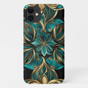Damask Flower Gold Emerald Black Case-Mate iPhone Case