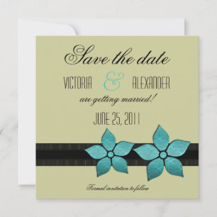 Damask Flowers Border Save the Date Announcement