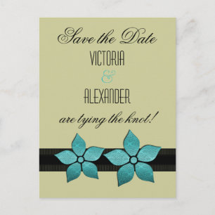 Damask Flowers Border Save the Date Postcard