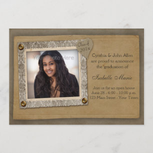 Damask Frame, Scrap Style Graduation Photo Card