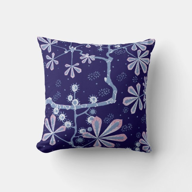 Damask Frost Flower Throw Pillow (Front)