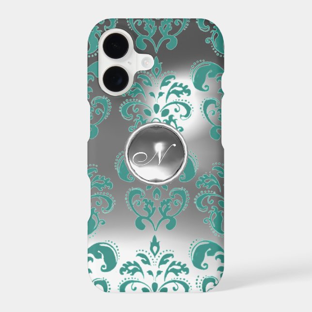 DAMASK GEM MONOGRAM blue white (Back)
