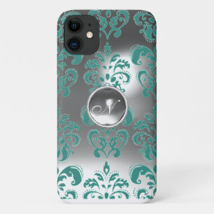 DAMASK GEM MONOGRAM blue white Case-Mate iPhone Case
