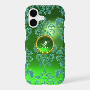 DAMASK GEM MONOGRAM green