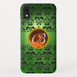 DAMASK GEM MONOGRAM green black orange Case-Mate iPhone Case