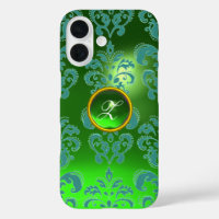 DAMASK GEM MONOGRAM green