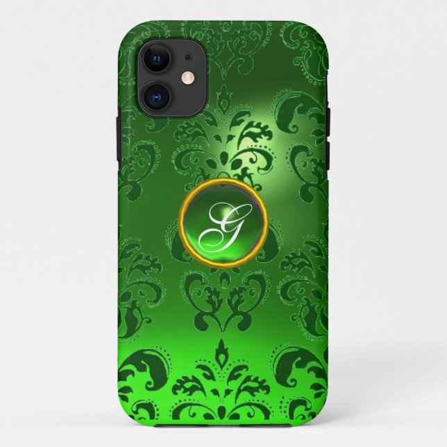 DAMASK GEM MONOGRAM green Case-Mate iPhone Case (Back)