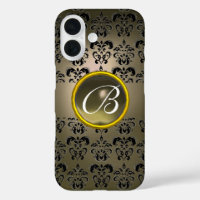 DAMASK GEM MONOGRAM grey black