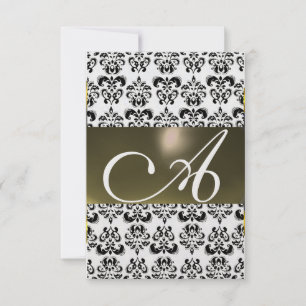 DAMASK GEM MONOGRAM grey  rsvp ice Invitation
