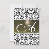 DAMASK GEM MONOGRAM grey white rsvp
