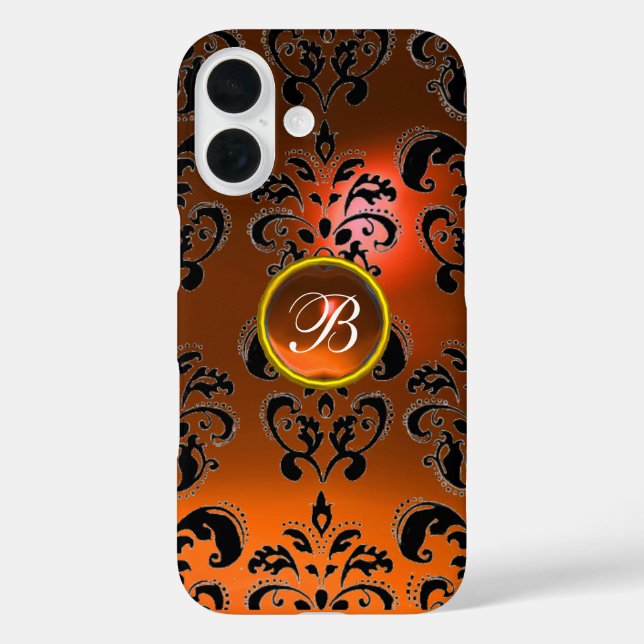 DAMASK GEM MONOGRAM orange Case-Mate iPhone Case (Back)