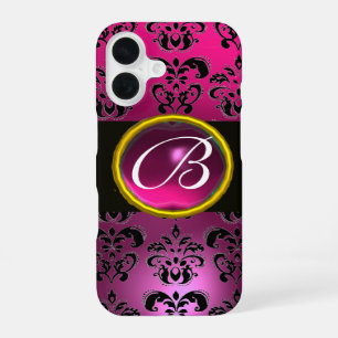 DAMASK GEM MONOGRAM Pink,Fuchsia Purple Amethyst iPhone 16 Case