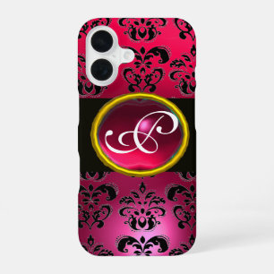 DAMASK GEM MONOGRAM Pink Red Ruby iPhone 16 Case