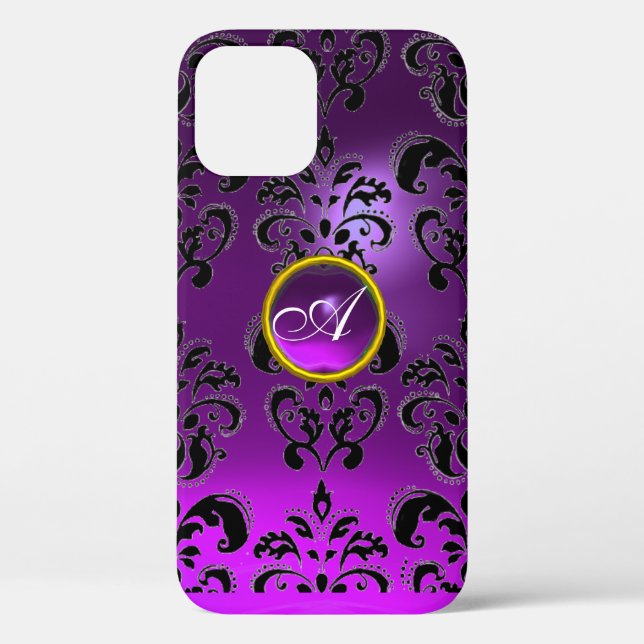 DAMASK GEM MONOGRAM purple Case-Mate iPhone Case (Back)